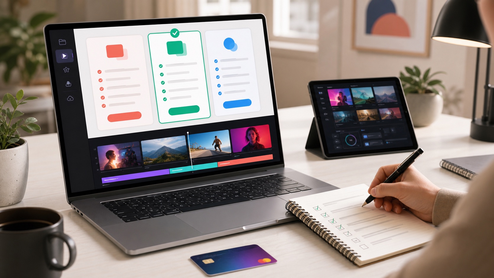 Buyer comparing AI video editor subscription plans for VEED.io